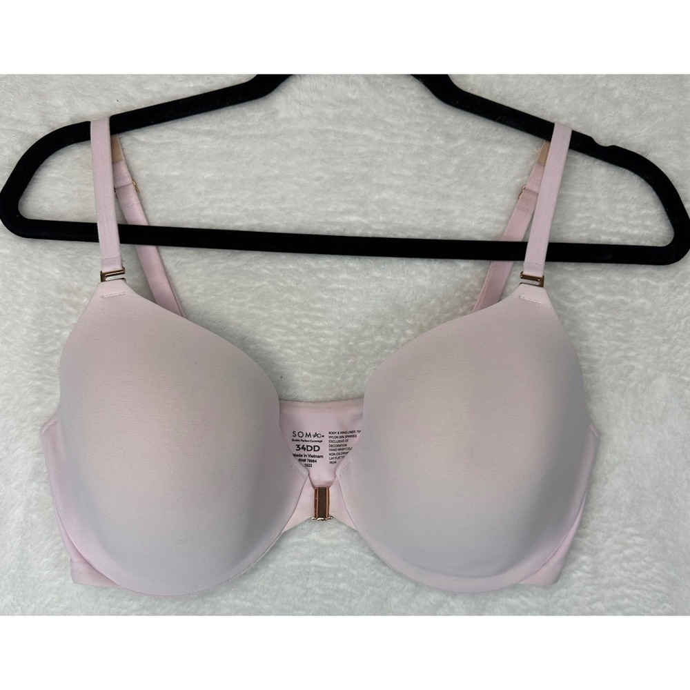 Soma Bodify Perfect Coverage Bra Women 34DD Pink Front Clasp Underwire